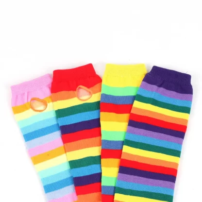 Rainbow Striped Knitted Wrist Sleeves - Image 4