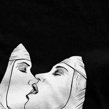 Sexy Lesbian Kiss Nun Bondage T Shirts 100 Cotton Tops Y2K Short-Sleeved T-Shirt Round Neck Tshirt Plus Size 5XL 6XL - Image 2