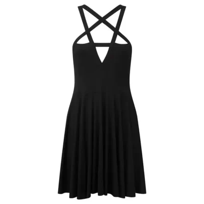 Pentagram Strap Gothic Dress - Image 7