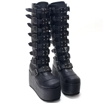 Serpentine Goth Knee Boots - Image 5