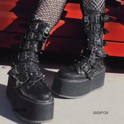 GIGIFOX Mid-Calf Goth Boots - Image 3