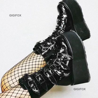 GIGIFOX Mid-Calf Goth Boots