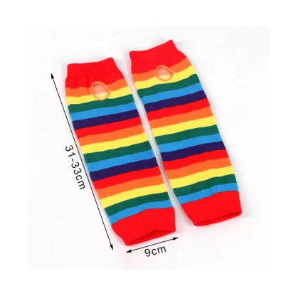 Rainbow Striped Knitted Wrist Sleeves - Image 5