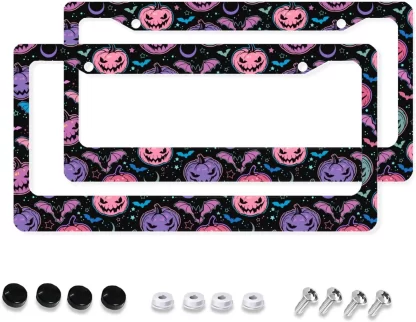 Halloween Skull License Plate Frame Cartoon Animal Metal License Plate Cover Front Plates Frames Car Tag Frame for Women Men - Image 5