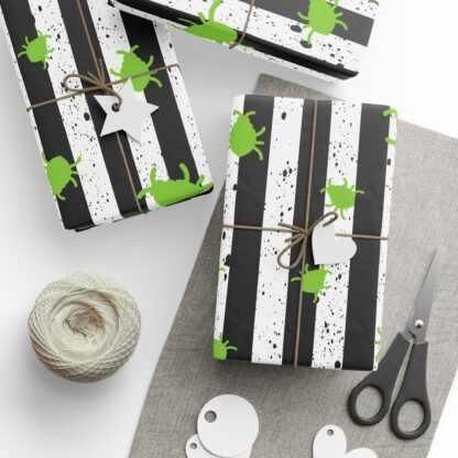 Green beetle Black StripedWrapping Papers - Image 15