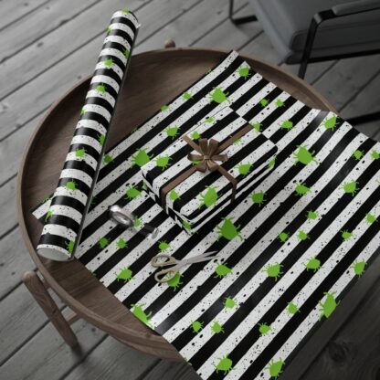 Green beetle Black StripedWrapping Papers - Image 12