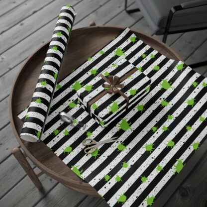 Green beetle Black StripedWrapping Papers - Image 24