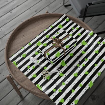 Green beetle Black StripedWrapping Papers - Image 4