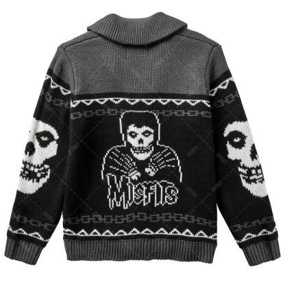 Fall/Winter y2k Portrait Printed Harajuku Sweater Fashion Men and Women Long Sleeves Coat Warm Gothic Ghost Pattern Sweaters - Image 2