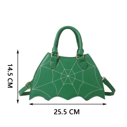 Bat Wing Shaped Bat Spider Web Shoulder Bag Adjustable Strap Spider Web Pattern Top Handle Bag PU Leather Shoulder Purse Unisex - Image 5