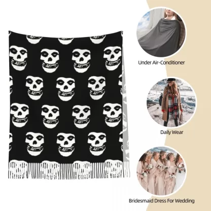 Misfits-Logo Scarf for Women Fall Winter Shawl Wrap Long Scarves with Tassel Ladies - Image 4