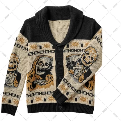 Fall/Winter y2k Portrait Printed Harajuku Sweater Fashion Men and Women Long Sleeves Coat Warm Gothic Ghost Pattern Sweaters - Image 4