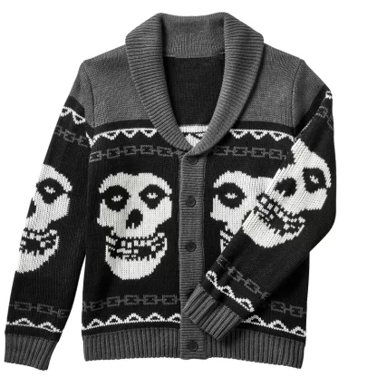 Fall/Winter y2k Portrait Printed Harajuku Sweater Fashion Men and Women Long Sleeves Coat Warm Gothic Ghost Pattern Sweaters - Image 3