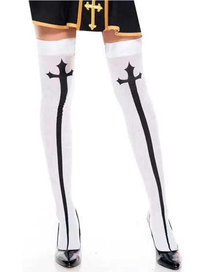 1 pair of cross long tube JK socks printed knee length socks velvet material performance Cos stockings Lolita stockings - Image 2